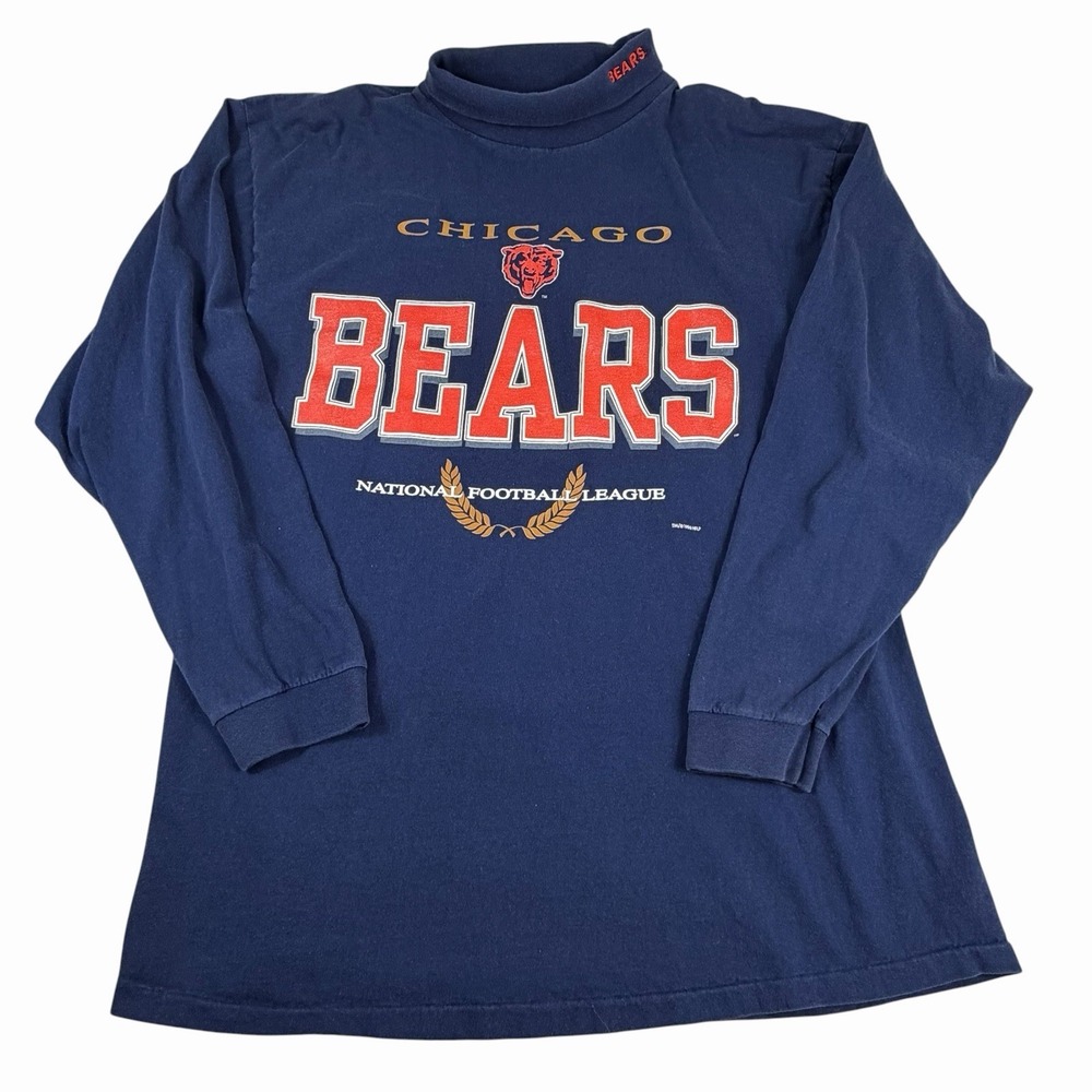 Vtgโ 1996 NFL Chicago Bears Graphic Turtleneck Shirt Size XL Single Stitch